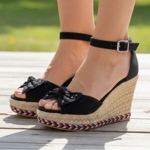 Montego Bay Club Black Espadrille Wedges
